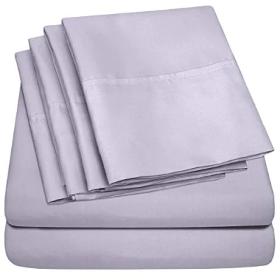 Image of Queen Sheets Lilac 6 Piece 1500 Supreme Collection Fine Brushed Microfiber Deep Pocket Sheet Set Bedding 2 Extra Pillow Cases, Great Value, Queen,