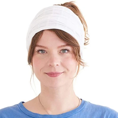 Image of CHARM Wide Headband Bandana for Women Mens Large Hair Turban Head Wraps Boho Band White