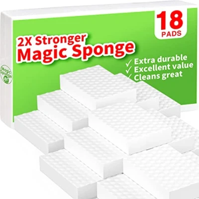 Image of 18Pack Magic Eraser Sponge for Cleaning, Extra Durable with 2X Stronger Cleaning Power All Household Surfaces, Kitchens, Bathrooms, Walls, Shoes, Just Add Water to Erase Dirt