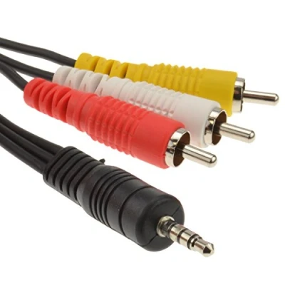 Image of kenable 4 Pole 3.5mm Jack To 3 x RCA Composite &amp; Stereo Audio Cable 2m [2 metres]