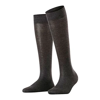 Image of FALKE Women&#039;s Sensitive London W KH Cotton With Soft Tops 1 Pair Knee High Socks, Grey (Anthracite Melange 3080) new eco friendly, 2.5 5