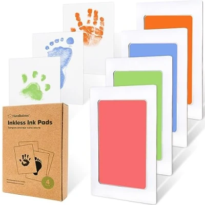 Image of 4 Pack Inkless Hand and Footprint Kit Ink Pad for Baby Footprints Dog Paw Print Kit,Dog Nose Kit, Clean Touch Foot Printing Newborn Handprint