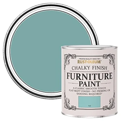 Image of Rust Oleum Blue Upcycled Furniture Paint in Chalky Finish Teal 750ml