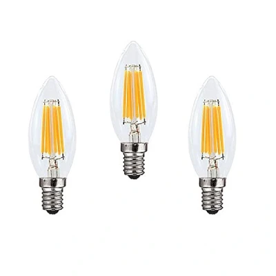 Image of Ruihua E14 6W Warm White 2700K Dimmable LED Filament Light Bulbs(Equivalent 60W Halogen Bulb) 600LM Retro Energy Saving Candle Bulb C35 Small Edison Spiral Lamp,3Packs