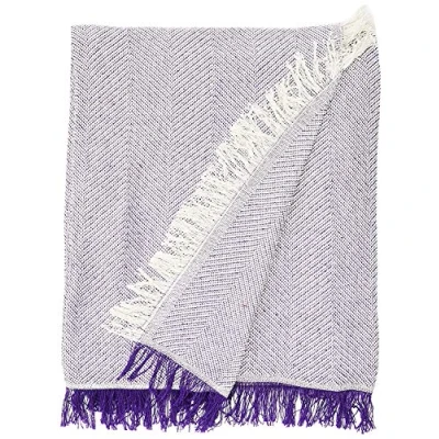 Image of Martina Home Foulard Multi Purpose Cones 80% Cotton 20% Polyester Ecru/Purple 300 x 260 cm
