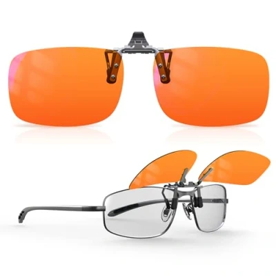 Image of Goiteia 100% Blue Light Blocking Clip On Glasses,Computer and Gaming Eyeglasses for Better Night Sleep,Anti Eye Strain,Suitable Screens,Games,TVs,Mobile Phones(60 * 40mm)