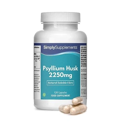 Image of Psyllium Husk Fibre Capsules 2250mg 120 High Strength Manufactured in The UK