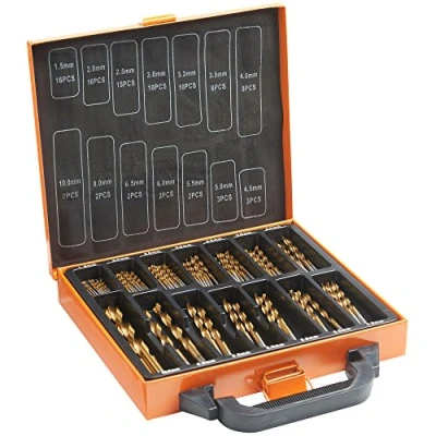 Image of VonHaus HSS Metal Drill Bit Set with Carry Case Organiser 99 Pcs 1.5 10 mm High Speed Steel Bits Titanium Coated For Drilling Wood, Masonry and Accessories Drills Screwdrivers