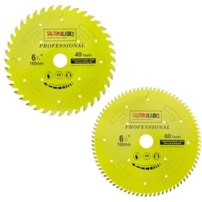 Image of TCT160MXAPRO Saxton Professional Range TCT Circular Saw Blade 160mm 40 and 80T x 20mm Bore, 16mm Ring Compatible with Festool TS55 Bosch Makita Dewalt etc (Pack A)