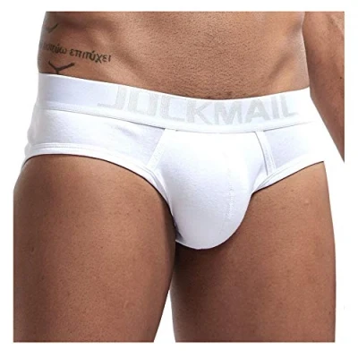 Image of JOCKMAIL Sexy Men Underwear Briefs Cotton Mens Low Waist Breathable Boxer M to XXL (M, White)