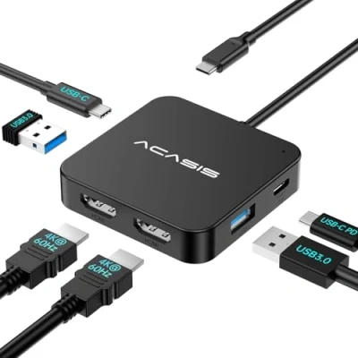 Image of ACASIS USB C Hub Dual HDMI 4K 60Hz, to Adapter with 100W PD Charging, 5Gbps Data Transfer, Docking Station Monitor for Dell XPS/MacBook/Surface/Lenovo