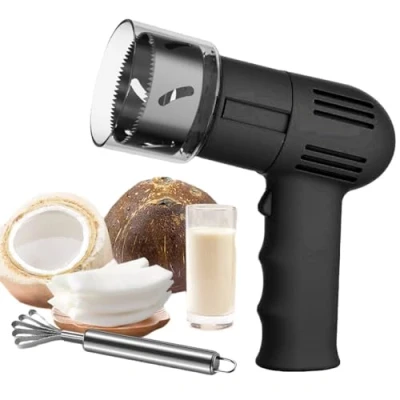 Image of Electric Coconut Opener, Opener Tool, Portable Reusable Stainless Steel Punching Shell Remover, Easy to Open, for Shop Restaurant Juice black