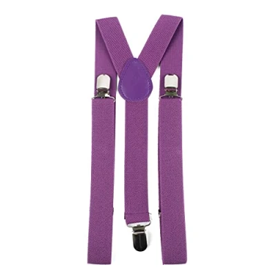Image of Hat To Socks Mens Womens Adjustable Braces Suspenders with Strong Metal Clips (Purple)