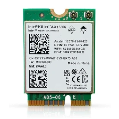 Image of Intel AX1690i Killer Series WiFi 6E Gaming Adapter Upgrade CNVio2 M.2 Card High Speed 3.0 Gbps for PC Bluetooth 5.3 Enabled Compatible with 12th Gen and Newer CPUs