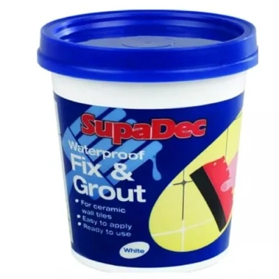 Image of SupaDec 330g/500g/1kg Waterproof Tile Fix &amp; Grout White Flooring Tiles Adhesive Tube Ready Mix For DIY Decorating Kitchen Bathroom (500g)