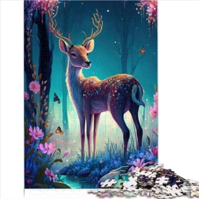 Image of Jigsaw Puzzle Gift cute deer flower Puzzles for Adults 1000 Wooden &amp; Kids Age 12 Years Up 1000pcs（50x75cm）