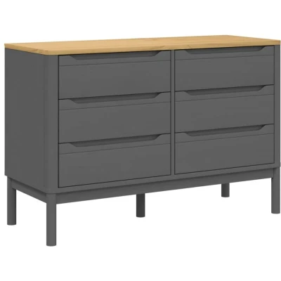 Image of vidaXL Chest of Drawers FLORO Grey Solid Wood Pine