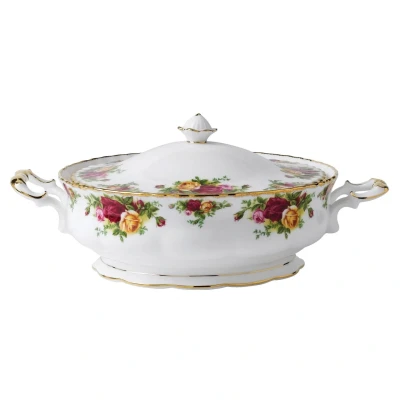 Image of Royal Albert IOLCOR00406 Old Country Roses Vegetable Fine Bone China Multi, Covered Veg Dish 1.4ltr