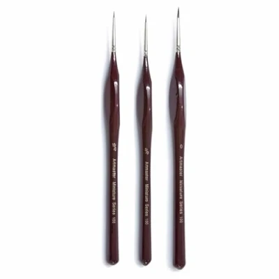 Image of Artmaster Miniature Series 100 Triangular Grip Paint Brush Set of 3 for Model Painting