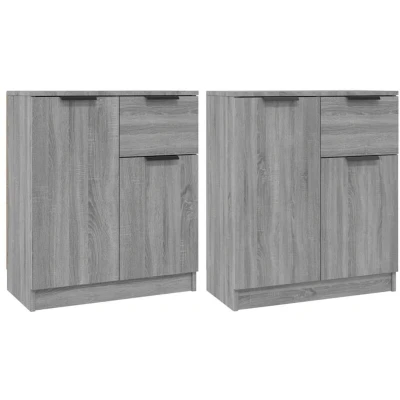 Image of vidaXL Sideboards 2 pcs Grey Sonoma 60x30x70 cm Engineered Wood