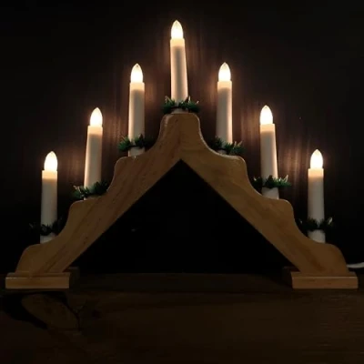 Image of Premier Candlebridge 7 Bulb &#039;V&#039; Shape Pine Colour LI96025