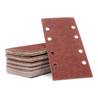 Image of FD Workstuff Sanding Sheets Set │ 80 Pieces 93 x 190 mm 20 Grit 60/80/120/240 Self Adhesive for Orbital Sanders Sandpaper by