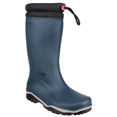 Image of Dunlop Blizzard Blue Unisex Warm Fleece Tie Top Wellington Wellie Boots Size UK 11