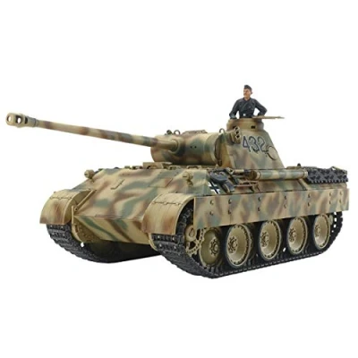 Image of TAMIYA 300032597 32597 German Tank AUSF.D, Scale Military 1:48 Panther Design D, Faithful Replica, Model Making, Crafts, Hobby, Gluing, Plastic kit, Assembly, Unvarnished, Small