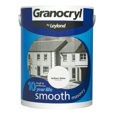 Image of Leyland Granocryl Smooth Masonry, Brilliant White, 5L