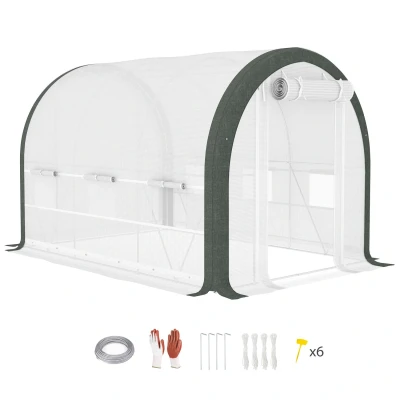 Image of Outsunny Walk in Tunnel Greenhouse, Upgraded Structure, Mesh Door and Windows