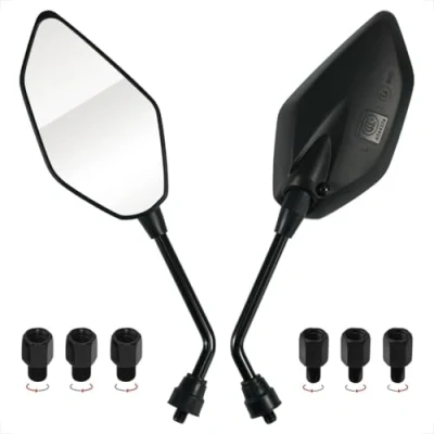 Image of Evermotor Universal Motorcycle Handlebars Rearview Mirrors, E Mark, M8 and M10 360 Adjustable Side Moped Accessories for Motorbikes, Quad, Mobility Scooters, ATVs, Honda