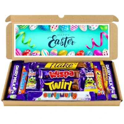 Image of Easter Chocolate Hamper, Letterbox Gift Box of 10 Fullsize Dairy Milk bars, Ideal Gifts For Women &amp; Him (Happy Easter)