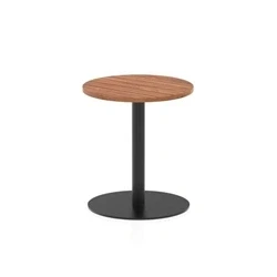 Image of Italia 600mm Poseur Round Table Walnut Top 720mm High Black Leg