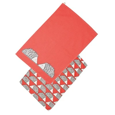 Image of Scion Living Spike Set Of 2 Tea Towels Red