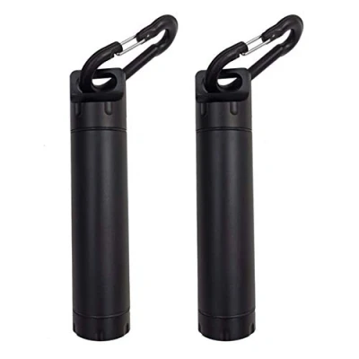 Image of Waterproof EDC Accessory Container: 2PCS Large Capacity Outdoor Survival Kits Dry Storage Case Aluminum Pill Holder Seal Capsule (Black)