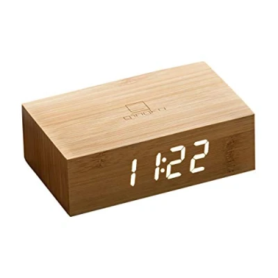 Image of Gingko Design G003B11 Alarm Clock, Wood, Brown, One size
