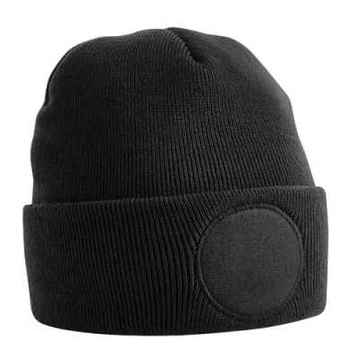 Image of Beechfield Circular Patch Beanie Elegant Design Black