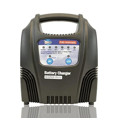 Image of Streetwize SWBCLED4 Automatic Battery Charger 6V/12V, 4 AMP for Motorhome, Car, Van, Motorcycle, Lawnmower