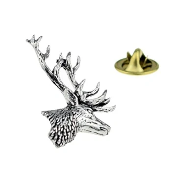 Image of GTR A21 Stags Head English Pewter Lapel Pin Badge XTSPBA21