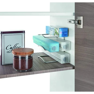 Image of Metaltex Kitchen Roll Holder Organizer, Metallized Grey, 12x14x15 cm