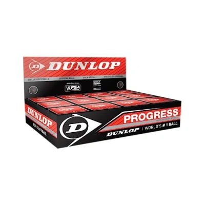 Image of Dunlop Squash Balls Progress Red, 12 Balls, for Recreational and Hobby Players Medium Speed