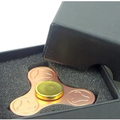 Image of Christmas Concepts® Metal Tri Round Hand Fidget Spinner Stress Reducer, Relief, Autism Rose Gold and Design