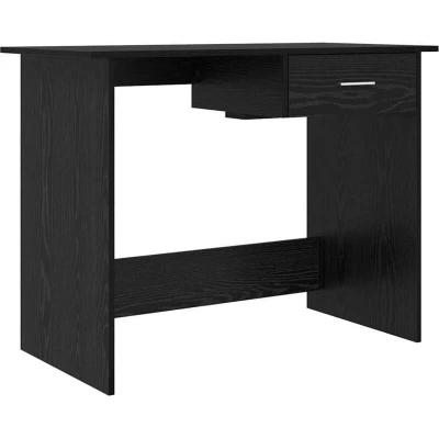 Image of vidaXL Desk with Drawer Black oak 100 x 50 76 cm Engineered wood