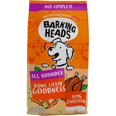 Image of Barking Heads Complete Dry Dog Food 12kg Adult All Hounder Bowl Lickin&#039; Goodness Chicken Natural Everyday Immunity &amp; Vitality Vet Approved
