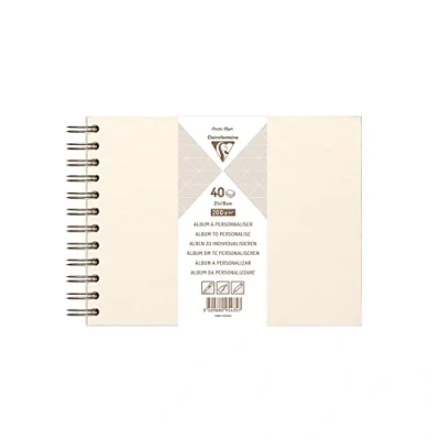 Image of Clairefontaine Ref 95435C Kraft Landscape Album to Decorate (40 Sheets of Paper) 21 x 16cm Sized, 200gsm Paper, Wirebound Spine Iridescent Cream