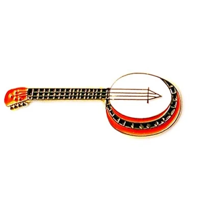 Image of Metal Enamel Pin Badge Brooch Banjo