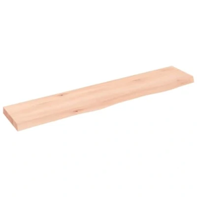 Image of vidaXL Solid Oak Wall Shelf Untreated Rustic Wooden Handmade with Live Edge Versatile Storage Choice for Any Room 100x20x4cm