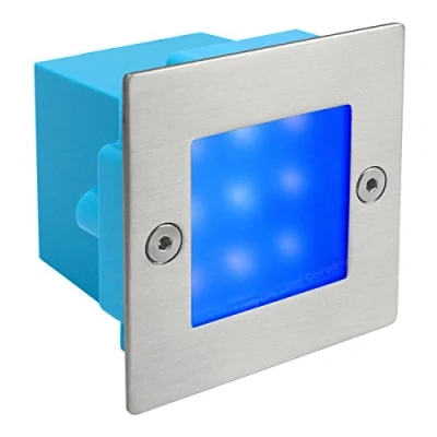 Image of Mini Brick Light LED Outdoor Step 70mm Square IP54 Blue Recessed Wall ZLC060B