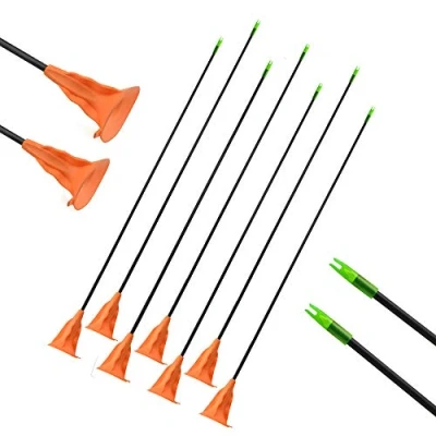 Image of SHARROW 12pcs Archery Sucker Arrows Fiberglass Safe Suction Cup for Beginner Target Shooting Practice (Orange)