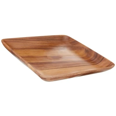 Image of Premier Housewares Wooden Tray Serving Trays Snack Acaica Wood Dish Hand Carved Platters For 4 x 35 cm